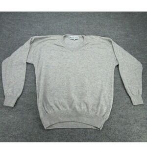 Antartex Mens Sweater Regular Gray Lambswool V-Neck Long Sleeve XL
